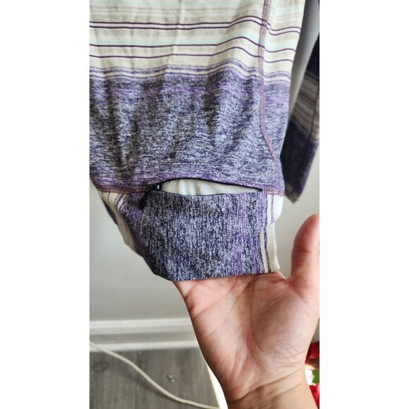 Lululemon Race Your Pace Long Sleeve Osaka Stripe Heathered Black Grape size 4 - Picture 5 of 7